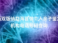 西双版纳勐海县做个人亲子鉴定机构电话号码查询