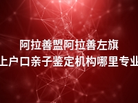 阿拉善盟阿拉善左旗上户口亲子鉴定机构哪里专业