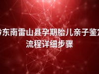 黔东南雷山县孕期胎儿亲子鉴定流程详细步骤