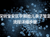 深圳宝安区孕期胎儿亲子鉴定流程详细步骤